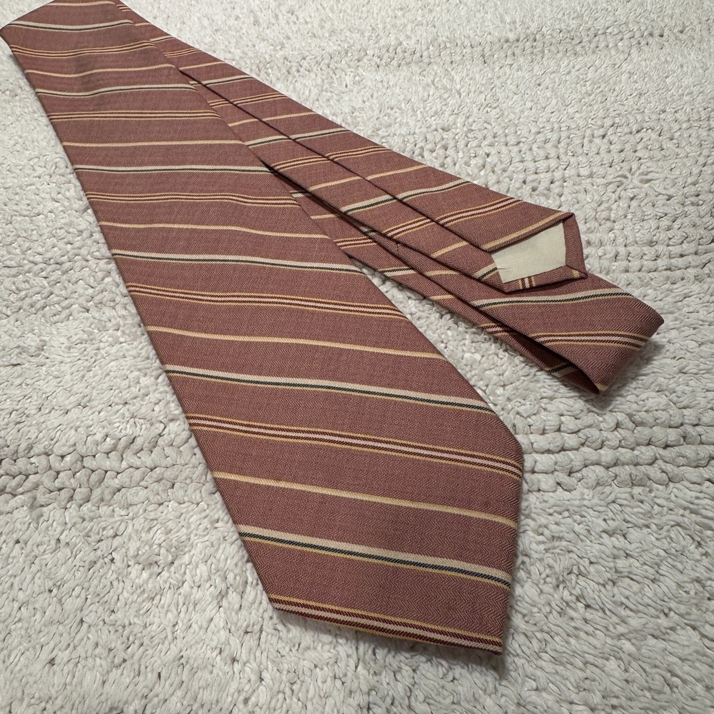 John Henry Tie Diagonal Stripe Textured Knit Silk Cotton‎ Blend VTG Rockabilly